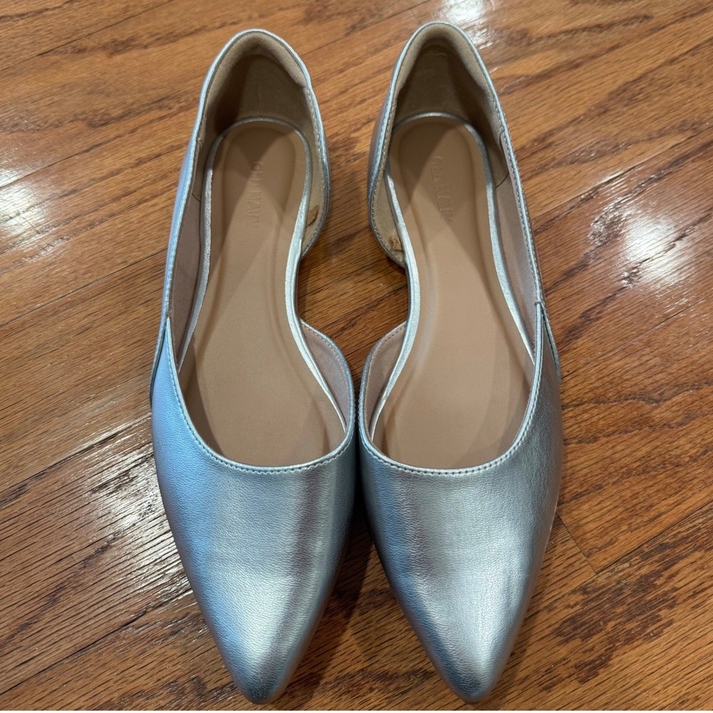 Old Navy Womens 8 Metallic Silver D'Orsay Pointed Toe Ballet Flats Chic Modern